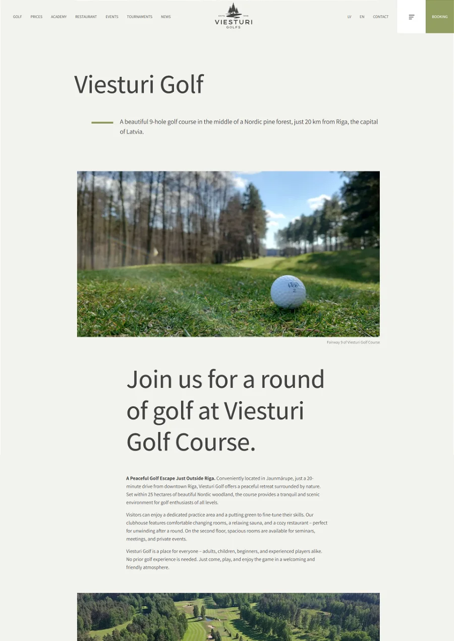 Web Design Riga, Viesturi Golf, Screenshot