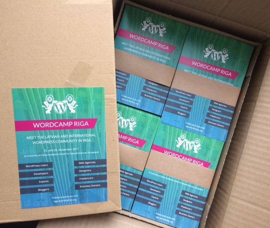 WordCamp Riga flyer design, box